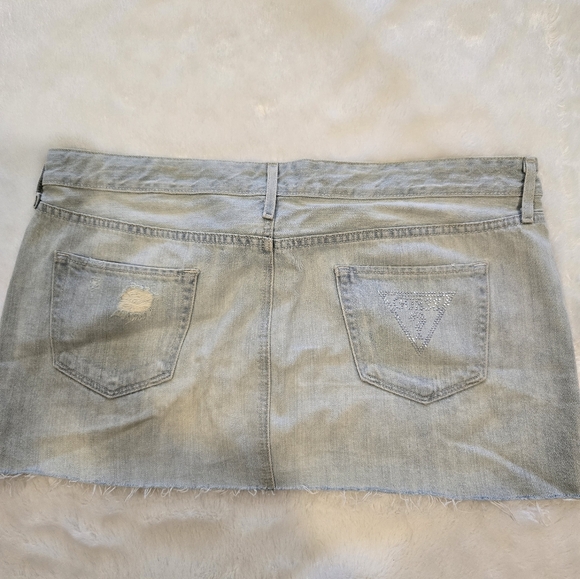 Guess Distressed Light Blue Denim Skirt - Picture 3 of 8